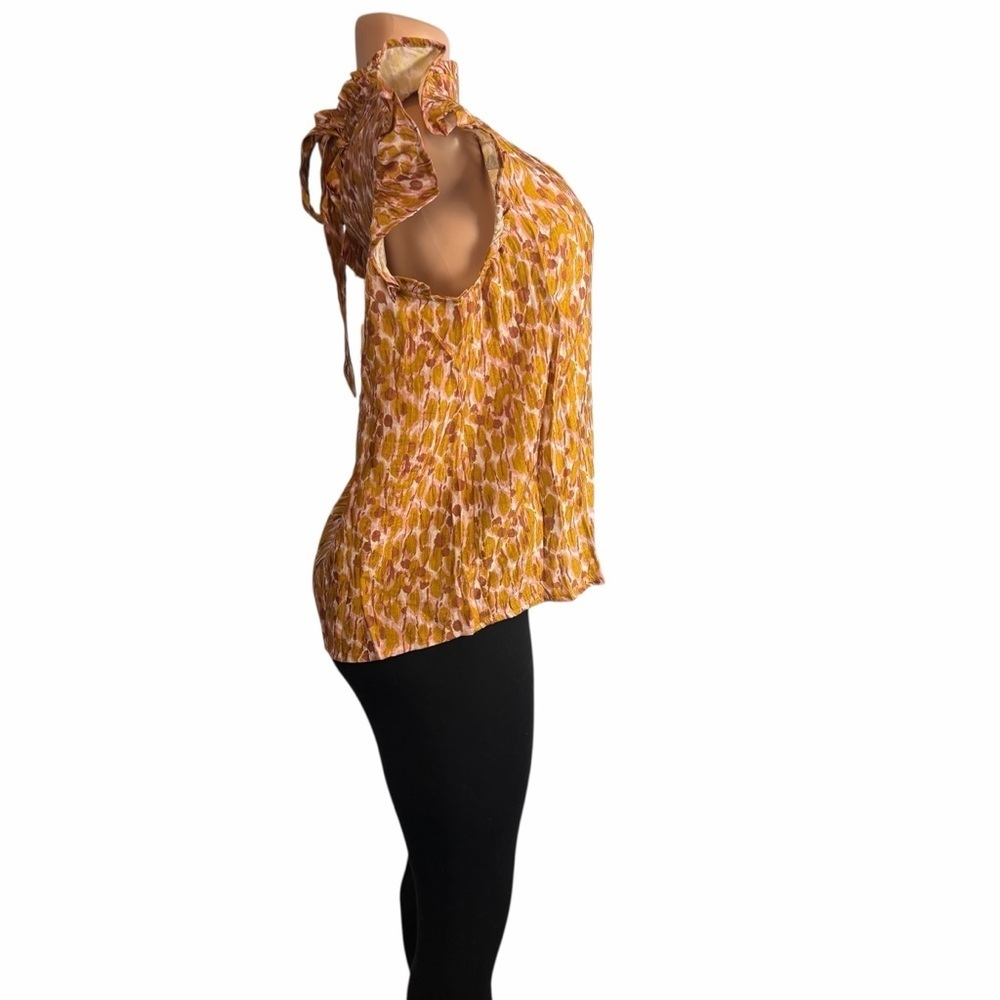 Voy High Neck Ruffled Sleeve Top Multicolor - Picture 8 of 10